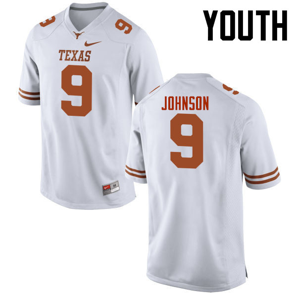 Youth #9 Collin Johnson Texas Longhorns College Football Jerseys-White